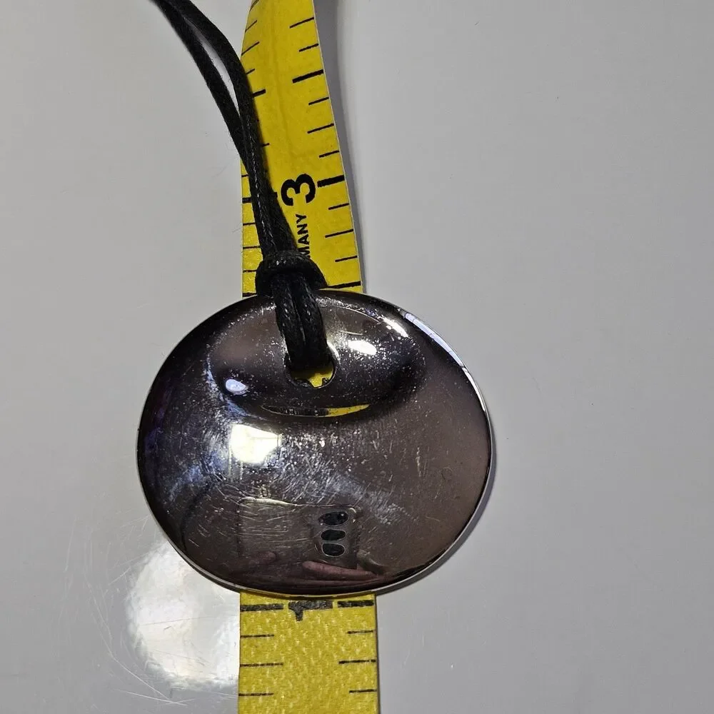 *Sale* Lia Sophia Silver Tone Elliptical Pendant Black Cord Necklace 16-19